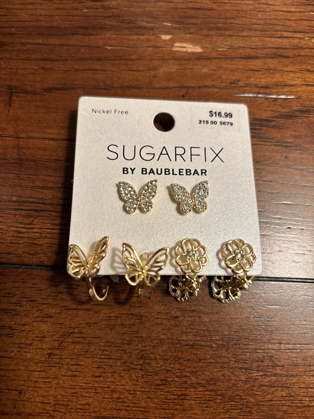 Sugarfix by Baublebar gold butterfly earrings with rhinestones